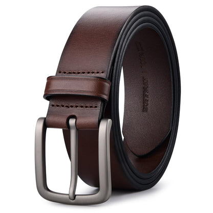 Buffway Men's Leather Belt,1.5" Handcrafted Top-Grain Leather – Durable,Comfortable,Suitable for Everyday Formal & Casual Wear - Size 40" Coffee