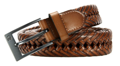 CHAOREN Leather Braided Belts for Men - 1 1/8" Mens Casual Woven Leather Belt for Dress Pant