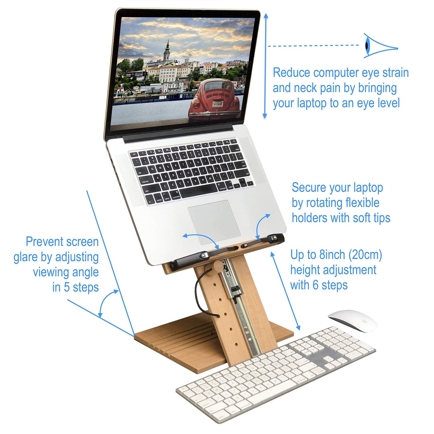 A+ Book Stand BS1500PRO Large Portable Height Adjustable Foldable Eye-Level Ergonomic Bookstand Holder for Reading Hands Free Large Thick Heavy College Textbooks Tablets Neck Pain Free