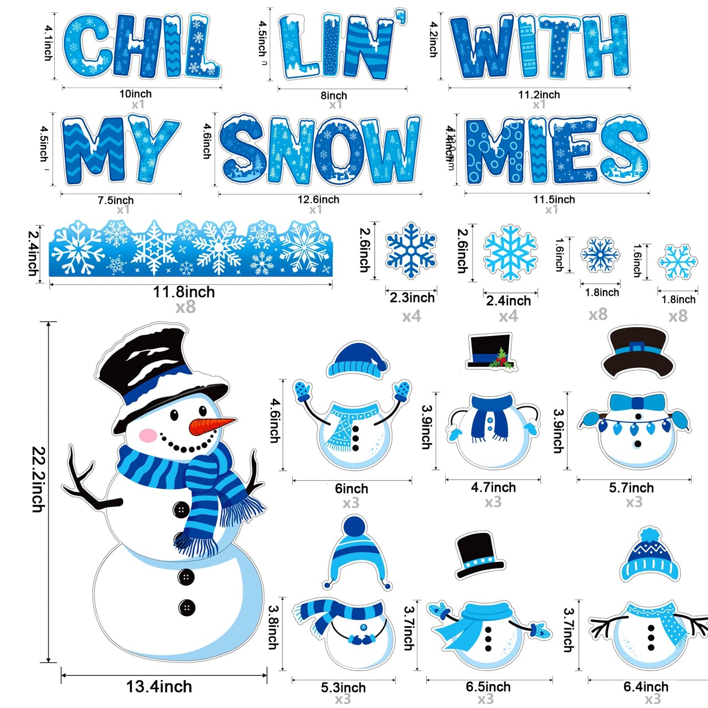 79 Pcs Winter Bulletin Board - Snowman Decorations DIY Photo Wall