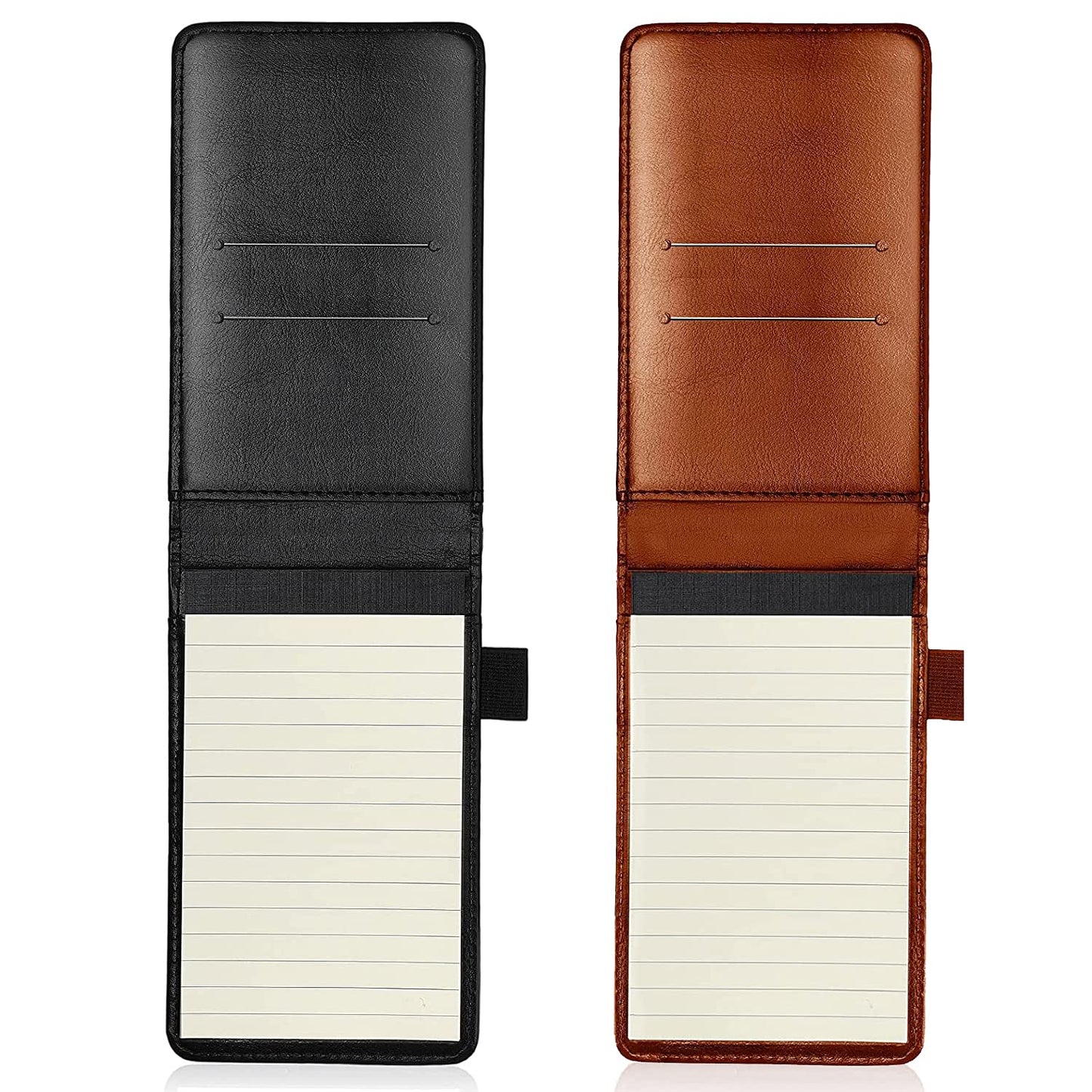 itechpanda 2 Pack Small Pocket PU Leather Business Notebook Cover Jotter Multifunction A7 Mini Notepad (Black + Brown)
