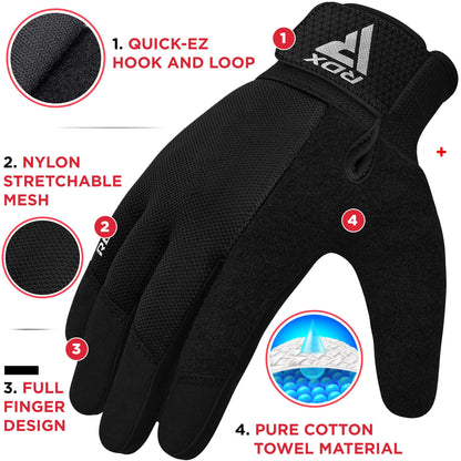 RDX Weight Lifting Gloves Gym Workout, Full Finger Touch Screen, Breathable Anti Slip Padded Palm Protection, Fitness Strength Training Powerlifting HIIT WOD Exercise, Men Women Home Gym Cycling
