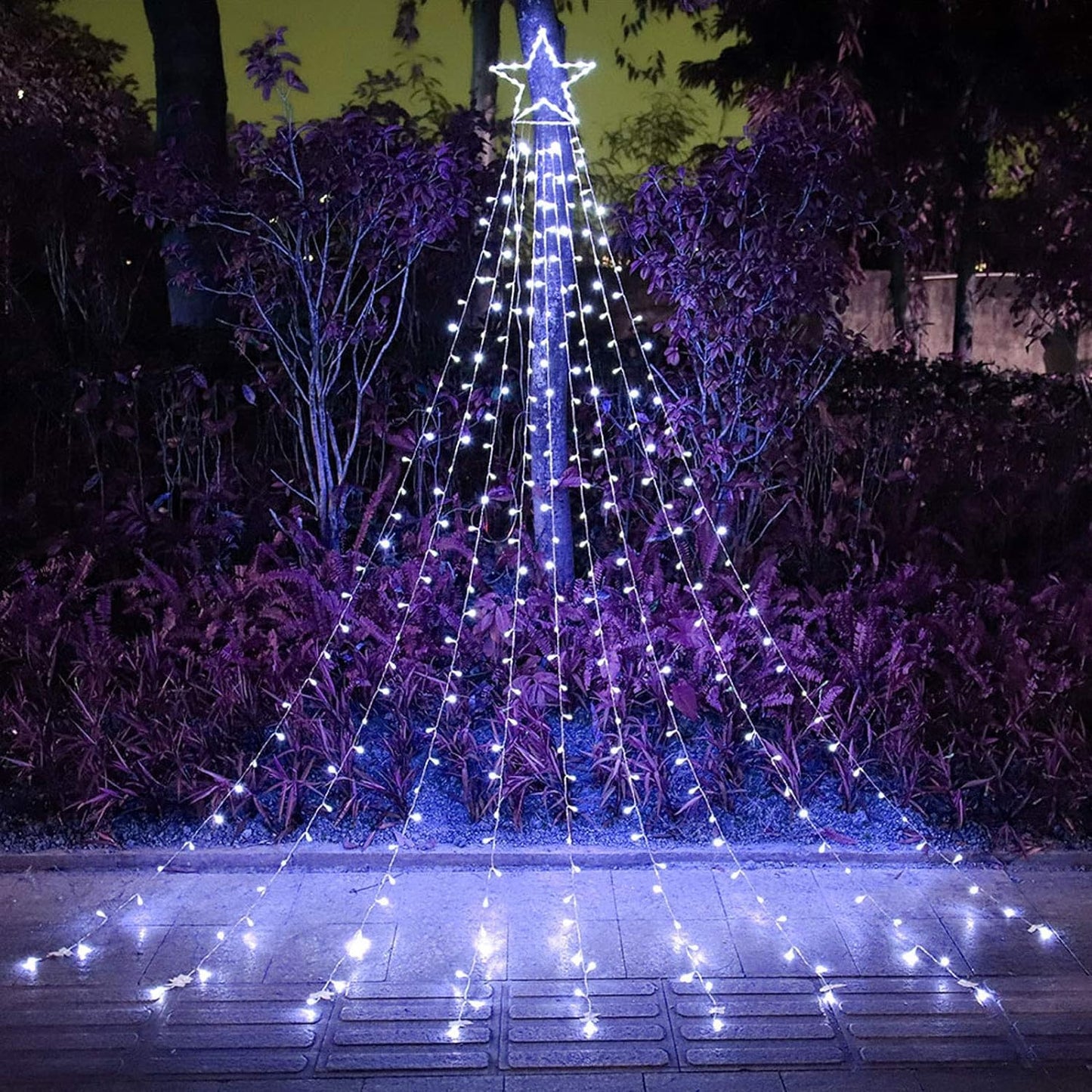 PUHONG Christmas Decorations, Christmas Star Lights Outdoor, 320 LED Christmas String Lights[8 Modes & Waterproof] for Halloween Xmas New Year Holiday(Iron) (White)
