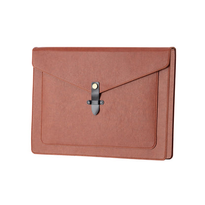QiXin Brown PU Leather Thick File Folder, Snap Closure File Organizer, Thickened Important Document Folder with Pockets, Document Organizer, Laptop Sleeve Notebook Case, A4 Envelopes Filing Folder