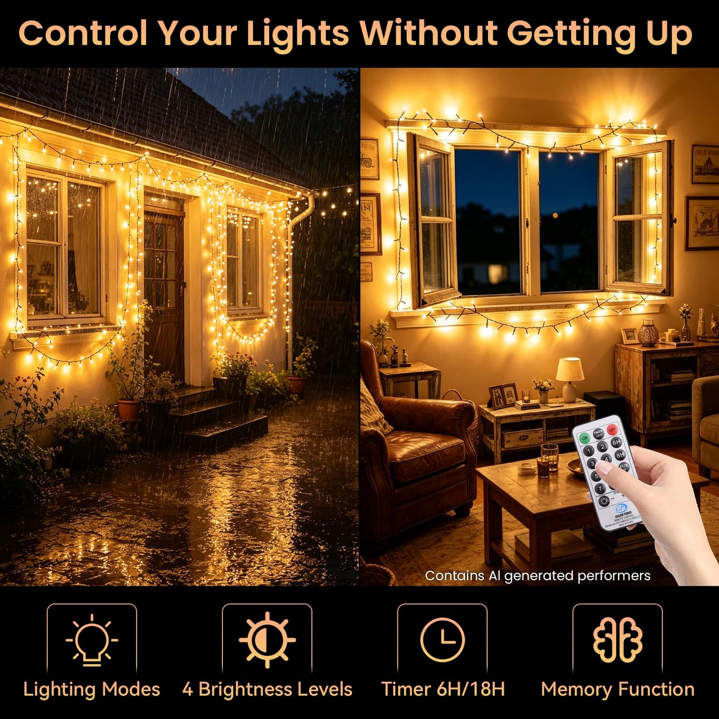 Dailyart 300 LED Warm White Christmas Lights: 36Ft Remote Control Fairy Lights with Timer - Waterproof Fairy Lights Firecracker Plug in String Lights for Garden Wedding Party