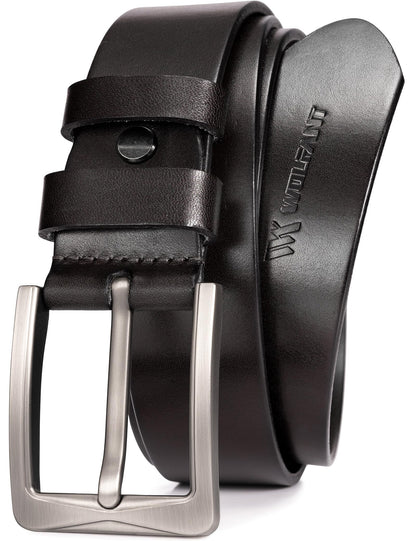 WOLFANT 1.5" Full Grain Leather Belt for Men in Gift Box,100% Italian Real Solid Leather