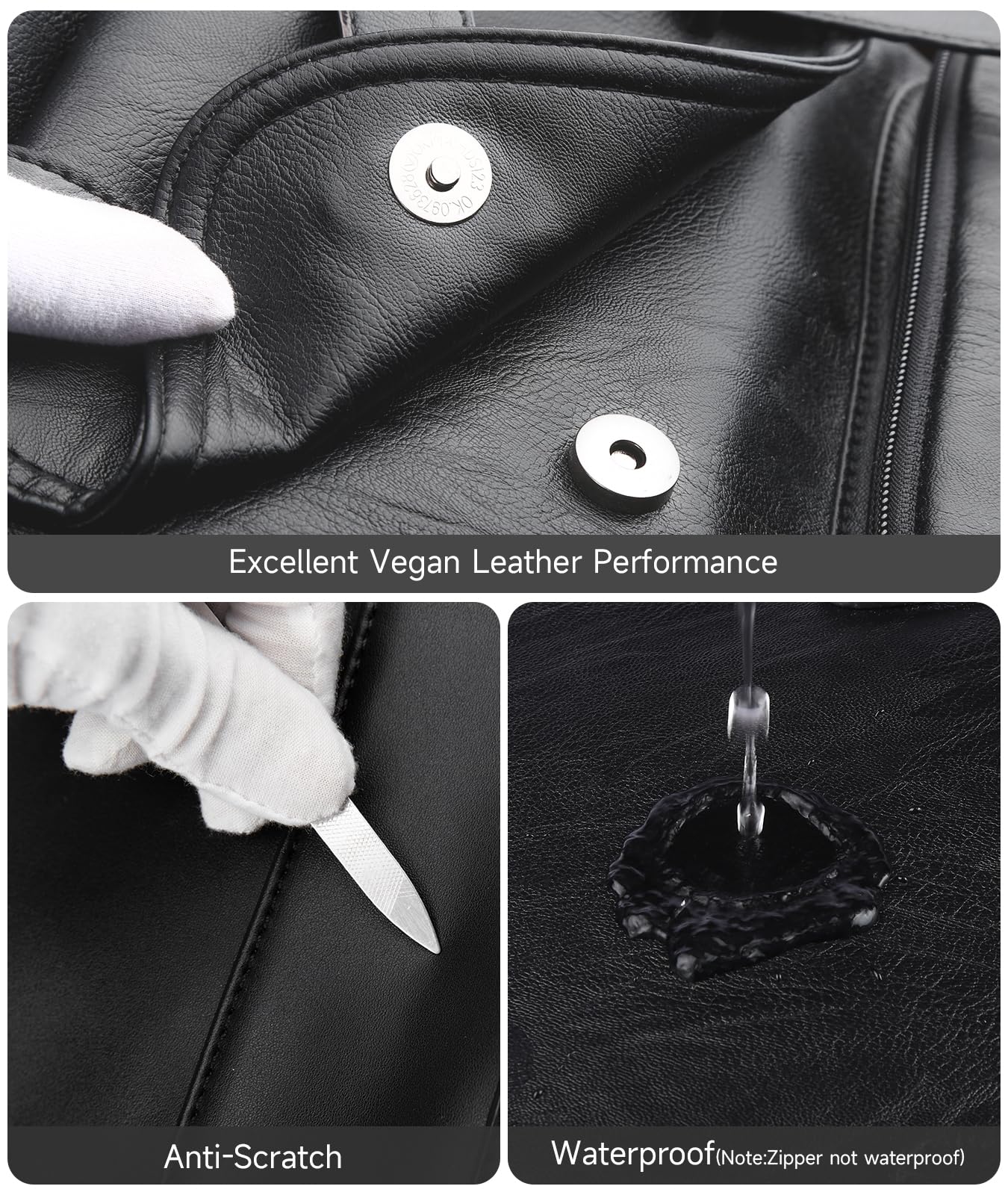 MOYYI Black Leather Backpack for Men Waterproof Fit 15.6 inch Laptop Backpack Work Commute Casual Daypack