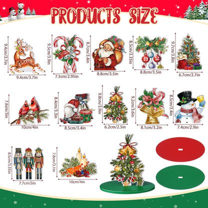 Yousoontic 12 Pcs Christmas Wooden Table Centerpieces Decorations Santa Claus Snowman Pine Tree Elk Nutcracker Wooden Signs Tabletop Centerpieces Home Decor for Xmas Holiday (Wonderful Christmas)