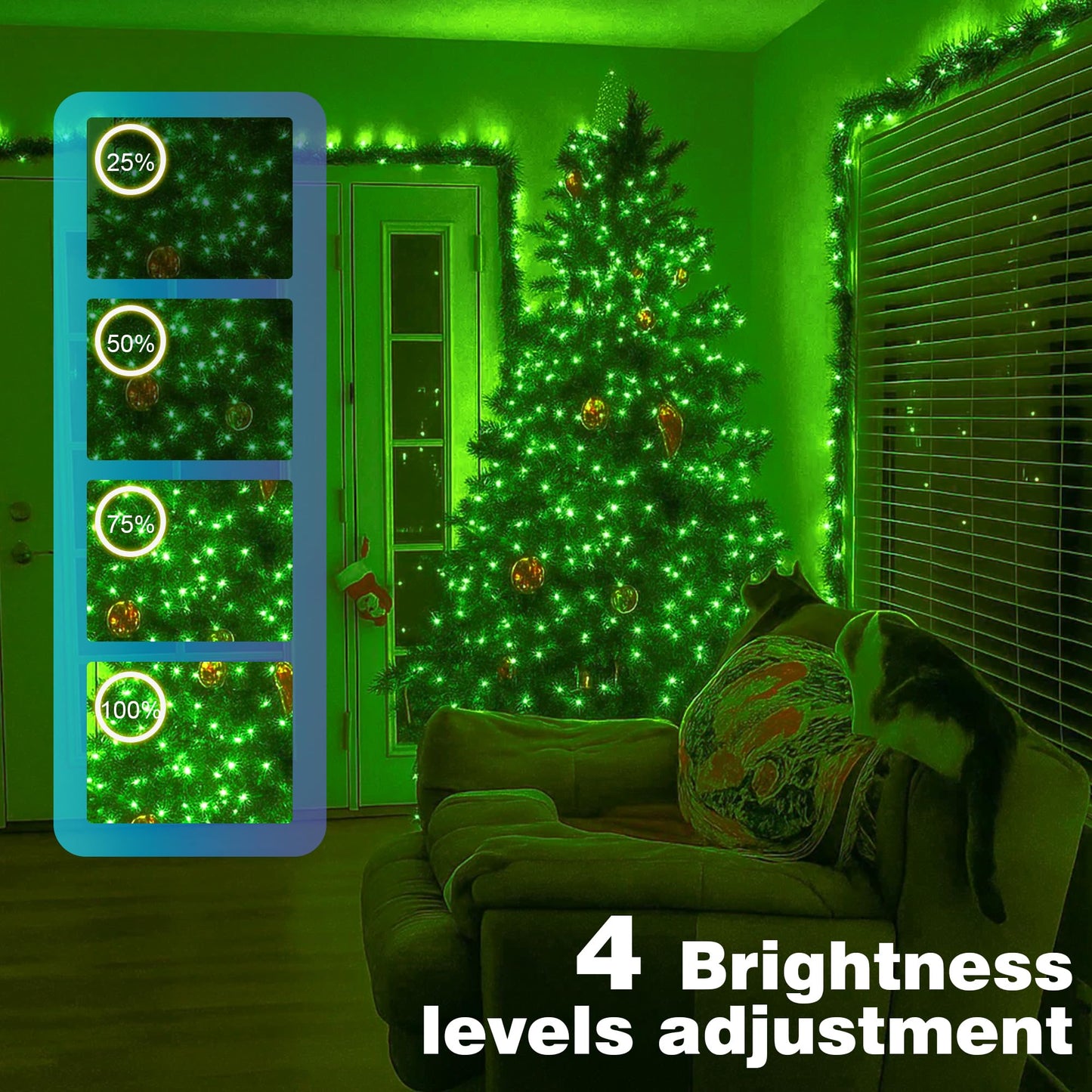 Domolli Christmas Lights 500LED 164FT, Waterproof Christmas Tree Lights with 8 Modes, Remote Control 3 Timers & Memory Function Xmas Decorations for House and Holiday (Green)