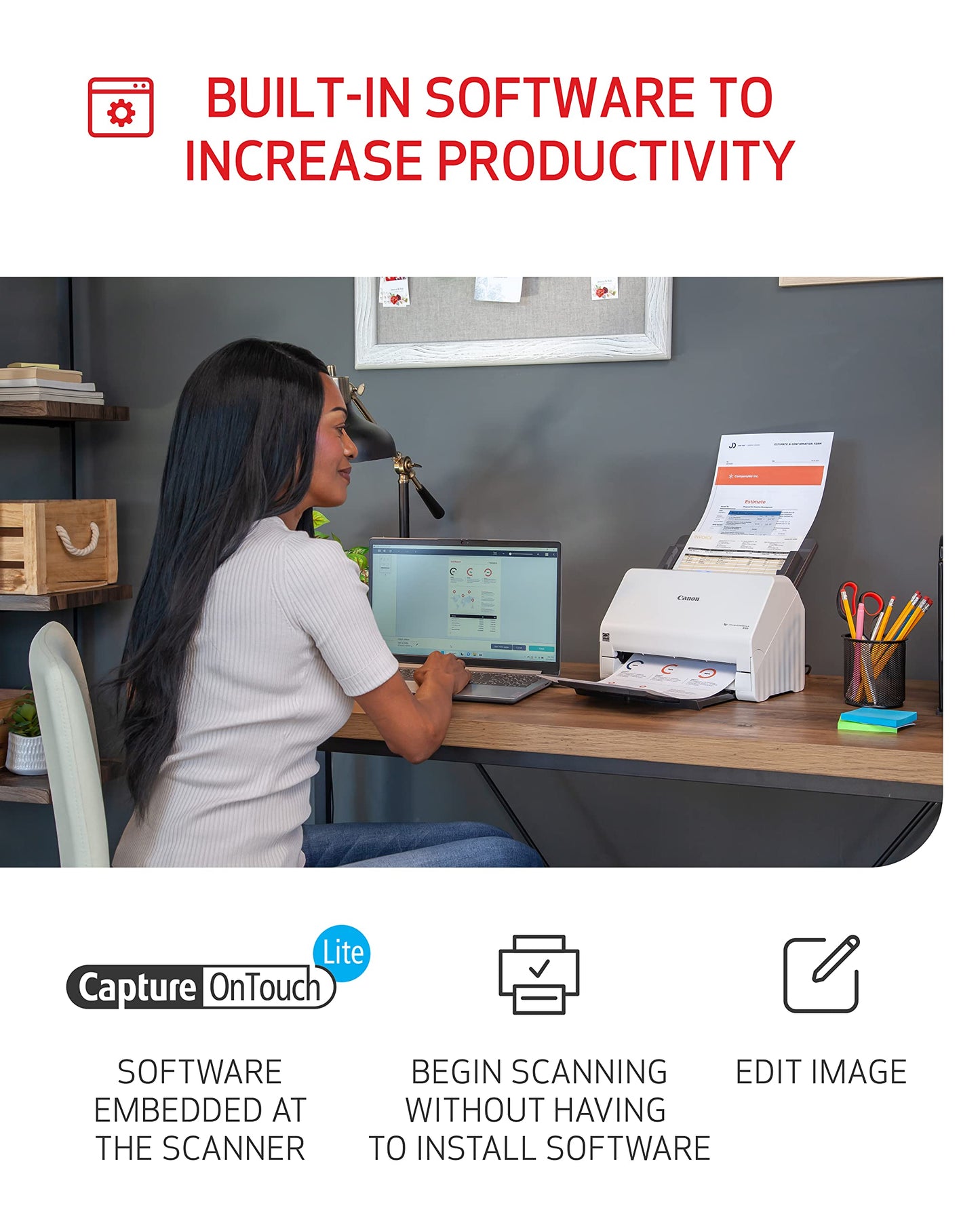 Canon imageFORMULA R30 - Office Document Scanner, Auto Document Feeder, Duplex Scanning, Plug-and-Scan Capability, No Software Installation Required