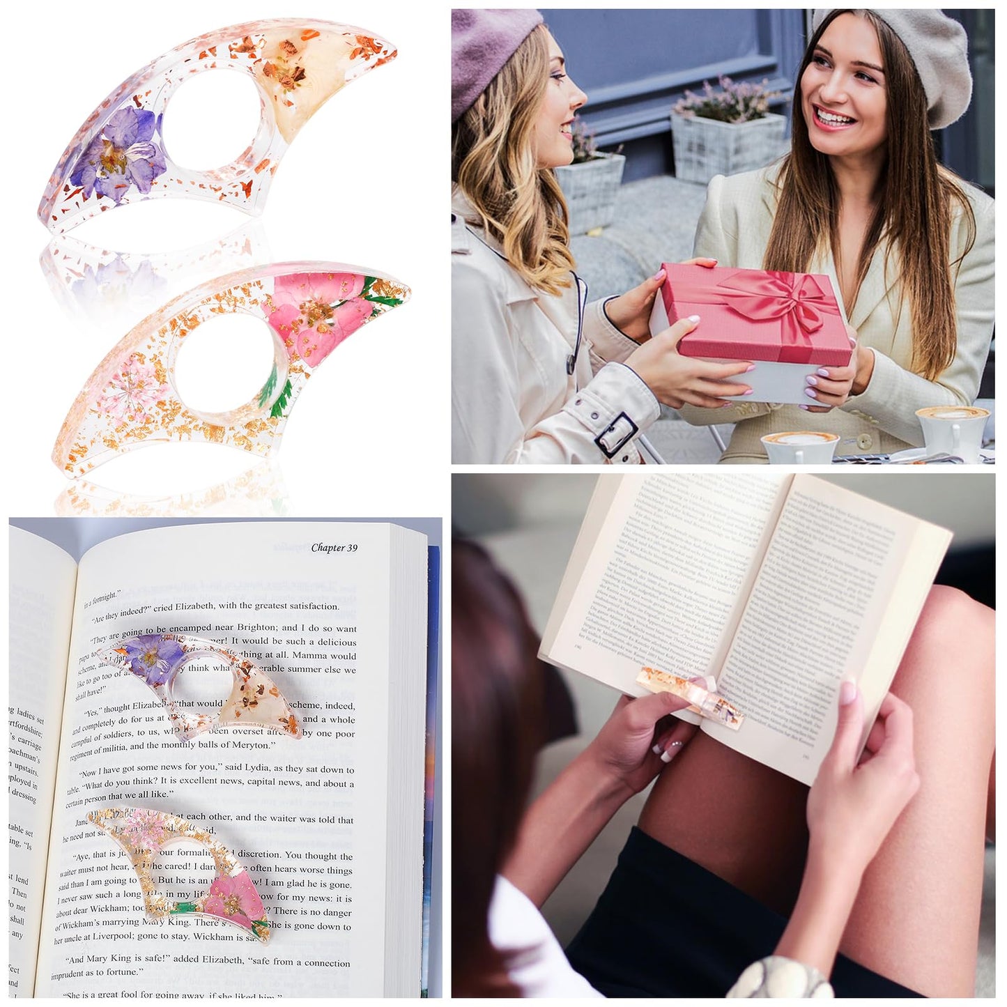 Book Page Holder, Kaluofan 2PCS Thumb Book Page Holder, Book Accessories for Reading Lovers, Handmade Dried Flower Book Opener Holder Thumb, Meaningful Gifts for Book Lovers Teachers Students