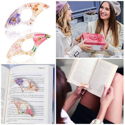 Book Page Holder, Kaluofan 2PCS Thumb Book Page Holder, Book Accessories for Reading Lovers, Handmade Dried Flower Book Opener Holder Thumb, Meaningful Gifts for Book Lovers Teachers Students