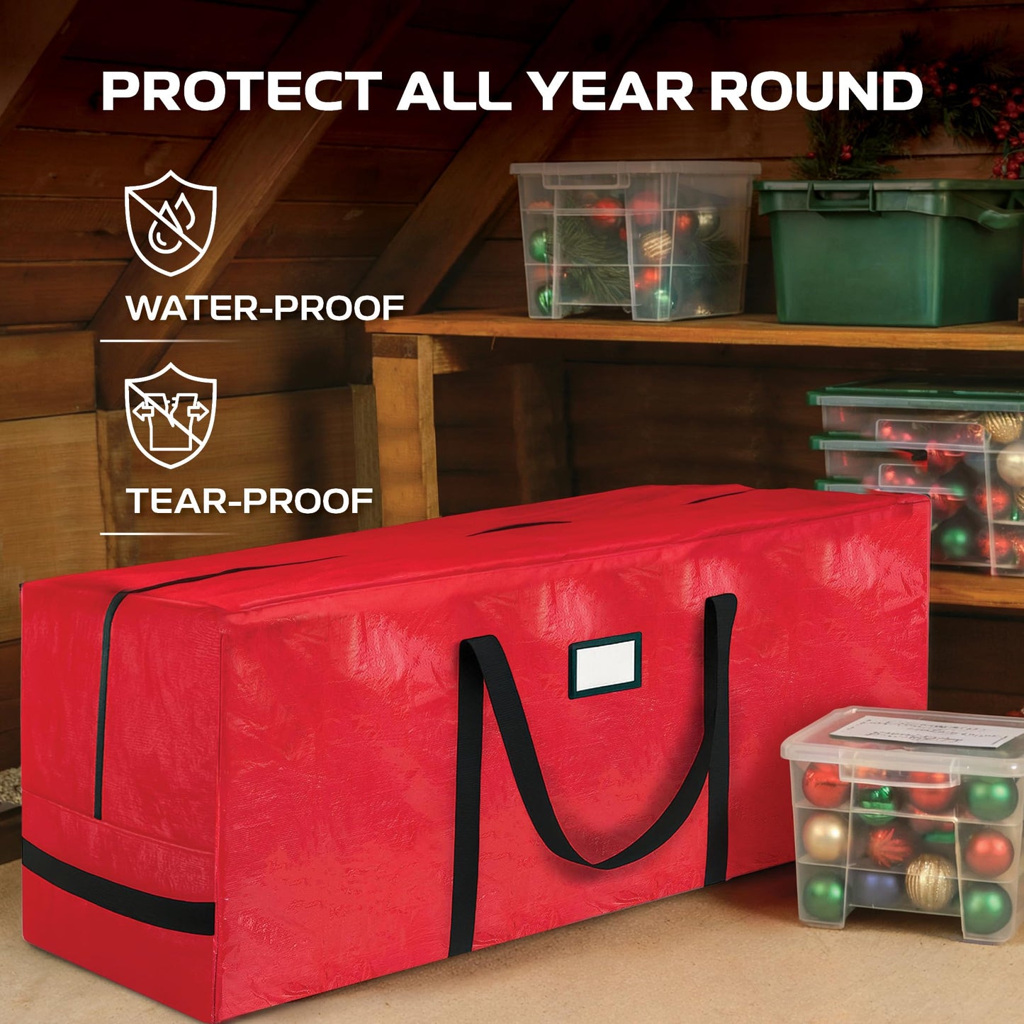 Large Christmas Tree Storage Bag – 9 Ft Artificial Christmas Tree Bag - Durable Heavy-Duty Waterproof Material with Strong Reinforced Handles, Full-Length Zipper for Easy Access, Xmas Tree Storage Box