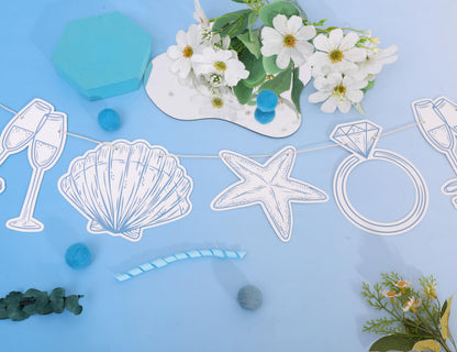 Last Toast On The Coast Banner - Coastal Bachelorette Decor,Seashell Garland Blue Bridal Shower Beach Party Banner,Seashells And Wedding Bells Garland (banner-1)