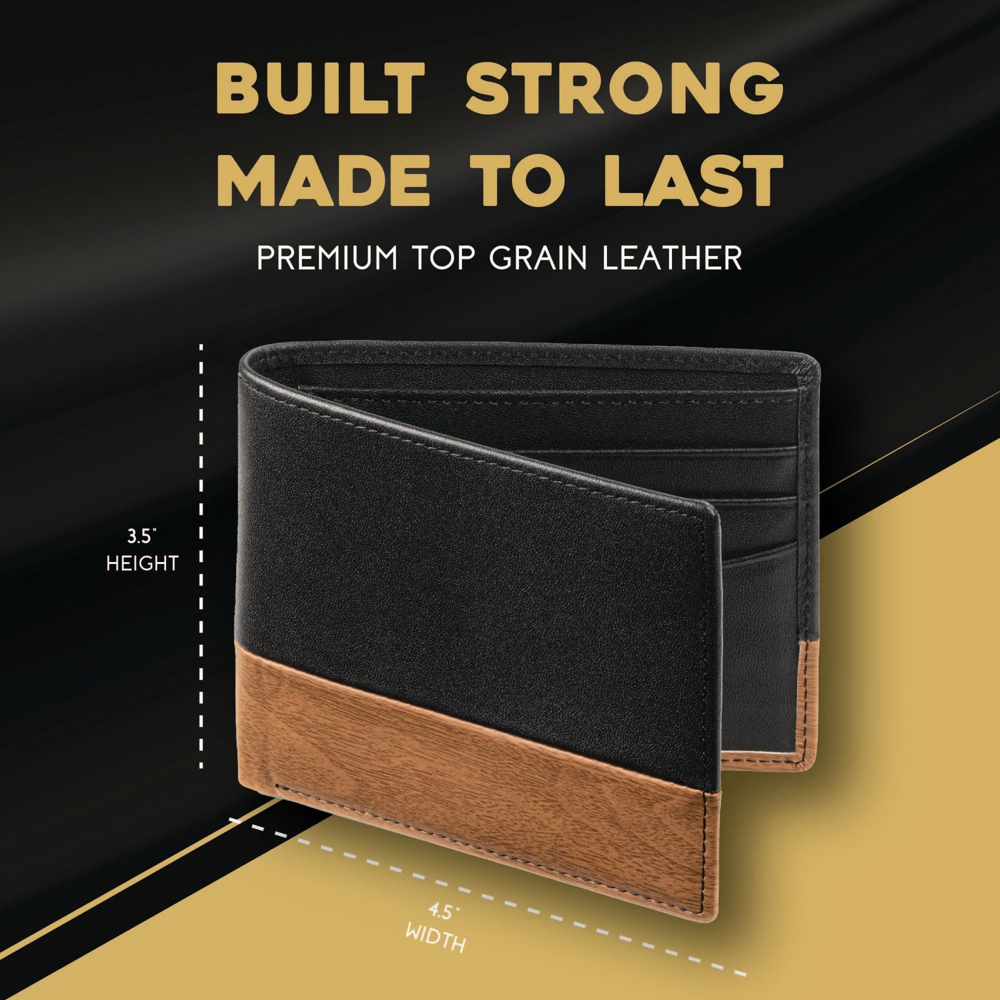 Claasico Mens Leather Bifold Wallet – RFID Blocking, Organized Card Storage with 9 Total Card Slots & ID Window, Everyday Wallet for Men (3.5 x 4.5), Premium Top Grain Leather, Gift Box Included…