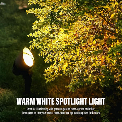 VENUS MANUFACTURING 4 Pack Low Voltage Landscape Flood Light 5Watt LED Outdoor Landscape Lighting Kits 400 Lumen Black Waterproof Spotlights 12V 2700K Warm White Metal Tree Lights for Garden & Yard