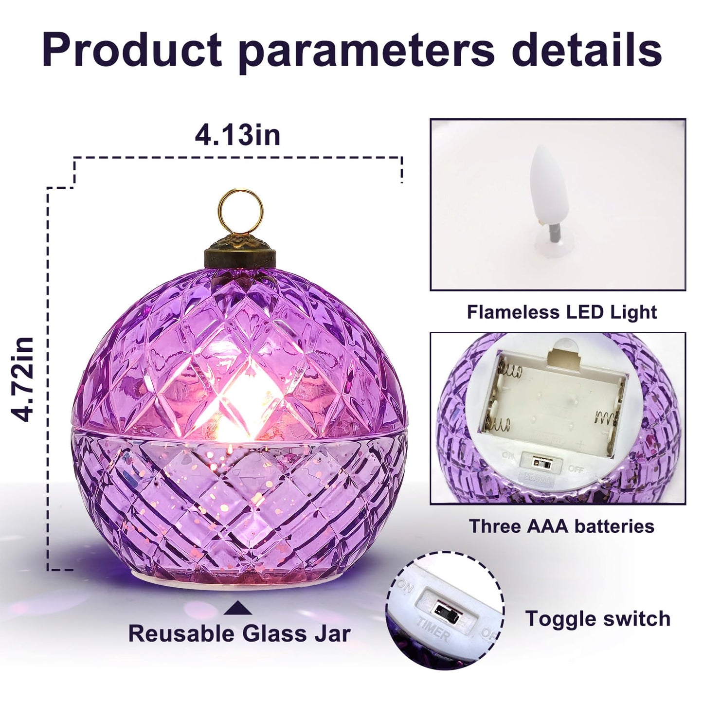 WNP Glass Flameless LED Candles Battery Operated Flickering Jar Lights for Halloween Christmas Home Decor Perfect as Birthday Gift for Her Wife Girlfriend Anniversary Present and Party Decoration