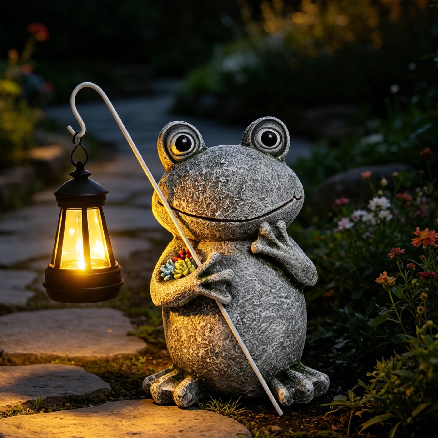 YHSOLAR Frog Solar Garden Statues, Resin Frog Figurine Decorations, Outdoor Frog Decor Art for Lawn,Yard, Unique Housewarming Gift for Garden Home