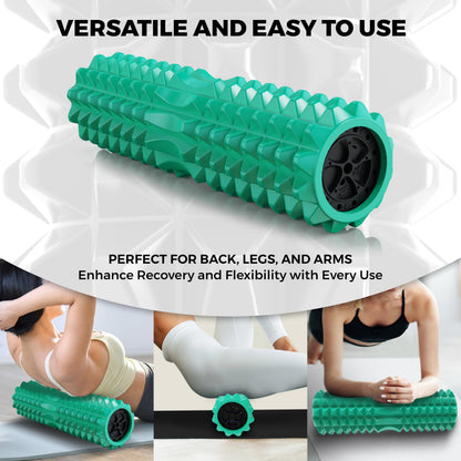 Nordic Lifting Vibrating Foam Roller w/ 5-Speed Vibration – High-Density EVA Foam for Deep Tissue Massage, Relaxation & Mobility Support – Green