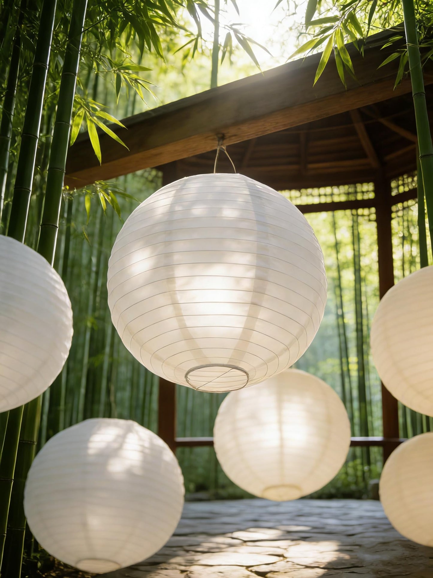 6Pcs Paper Lanterns White with LED Lights,12 in Round Lantern Hanging Paper Lanterns Lamp for Birthday, Wedding, Christmas, Bridal, Home Decor, Party Decoration