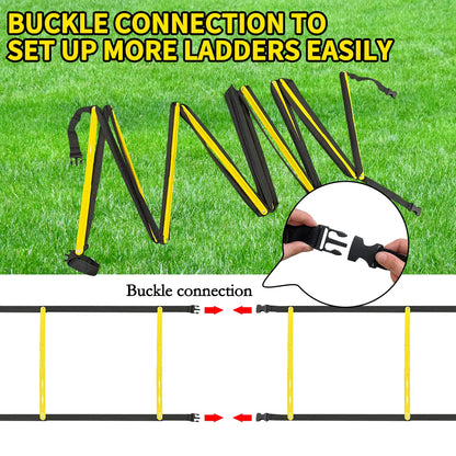 Socpuro Agility Ladder Speed Training Equipment 16FT 12 Rung Footwork Sports Agility Speed Ladder for Football Basketball Baseball with Carry Bag