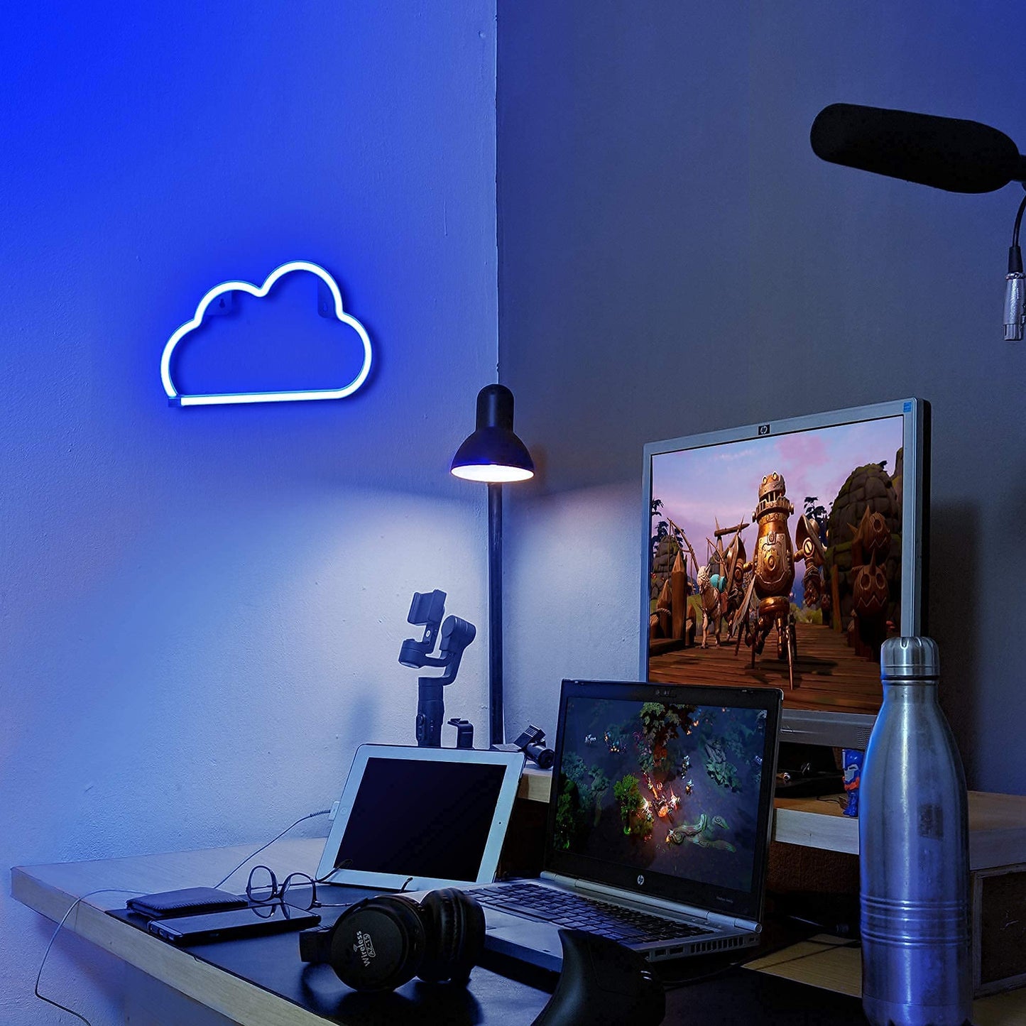 Lumoonosity Cloud Neon Sign, USB Powered Blue Cloud Neon Light with On/Off Switch, Cloud Led Sign for Wall Decor, Aesthetic Hanging Neon Signs, Neon Lights for Bedroom, Living Room, Gaming Room Setup