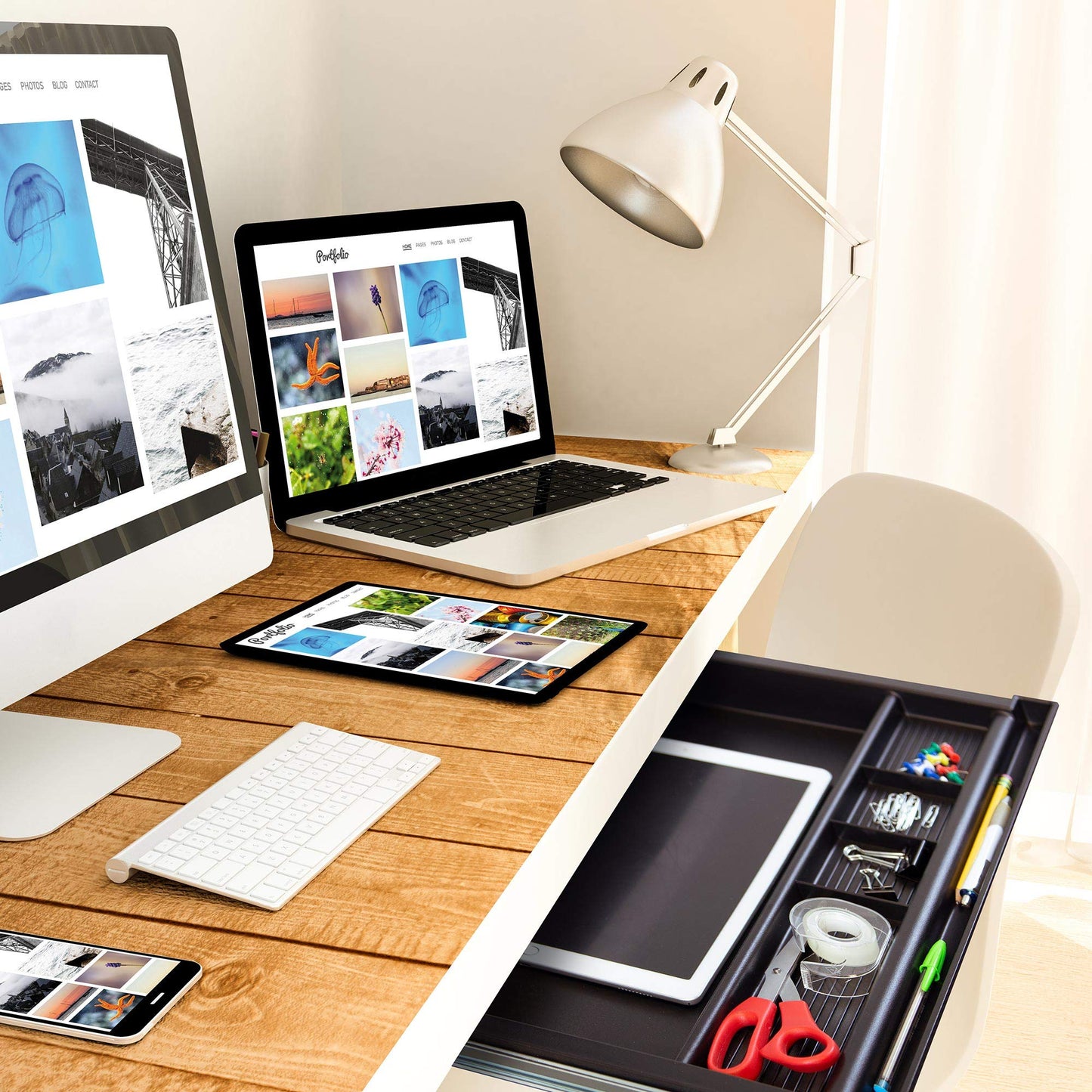 MOUNT-IT! Large Under Desk Pencil Drawer | 21.25” W, Ball Bearing Slide-Out Organizer for Office Supplies, Paper & Pencils | Fits Desks Over 1” Thick, Adjustable Extension 16.25”–28”