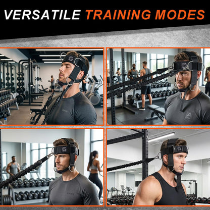 Neck Harness Adjustable Neck Strengthening Kit with Resistance Band & Door Anchor for MMA, Boxing for Weight Lifting, 6 D-Rings Multi-Directional Head Harness with Ear-Free Design