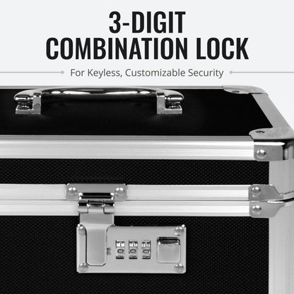 Vaultz Secure Security Lock Boxes - Safe Combination Lock Box, Storage for Documents, Valuables, Medicine & Money - 9.88 x 7.75 x 7 Inch - Black/Chrome