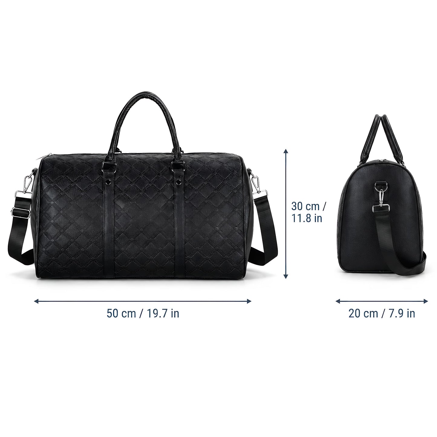 Vegan Leather Gym Duffle Bag for Travel, Sports, Fitness & Workout, Large Overnight Weekender Bag for Men & Women