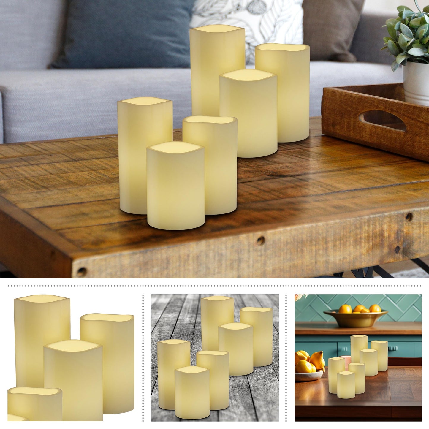 Lavish Home Flameless LED Candles – 6-Piece Remote Controlled Flameless Candle Set for Home, Wedding, Bridal Shower, and Christmas Decor