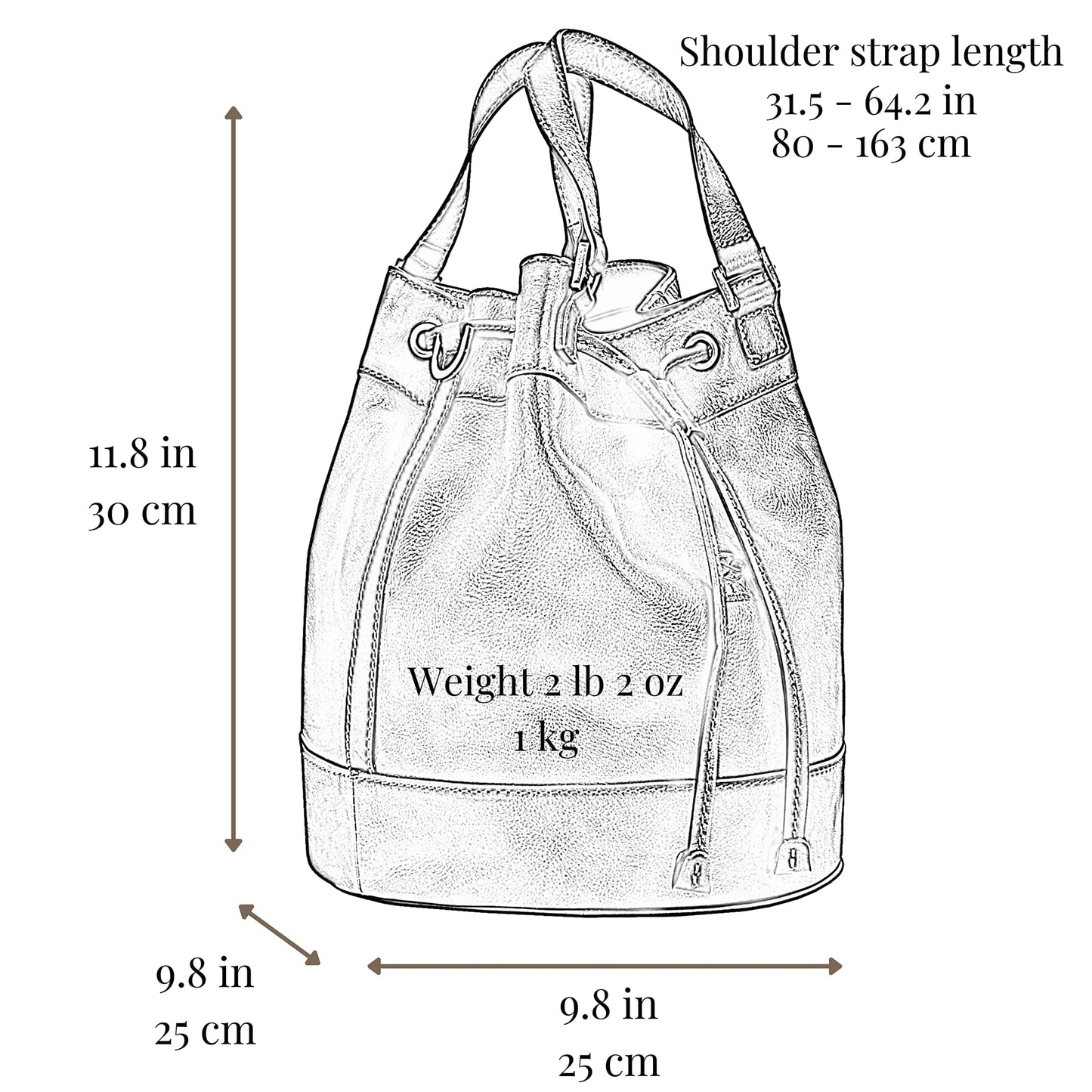 Time Resistance Leather Bucket Bag - Full Grain Leather Tote Bag for Women (Cognac Brown)