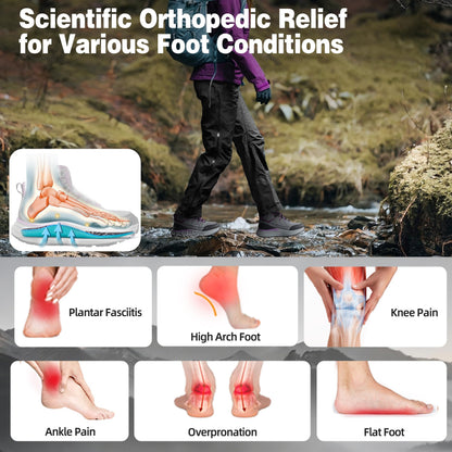 Women's Orthopedic Non Slip Mid Trekking Hiking Boot: Plantar Fasciitis Orthotic Arch Support Bunions Recovery Fashion Sneakers, Comfortable Stylish Office Working Standing Walking Shoes Grey Size 8.5
