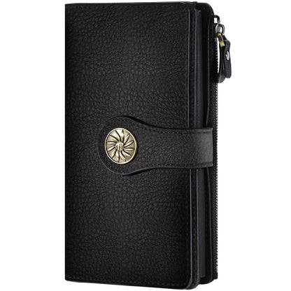 Travelambo Women's Wallet RFID Blocking Trifold Clutch Large Capacity Credit Card Holder Travel Purse