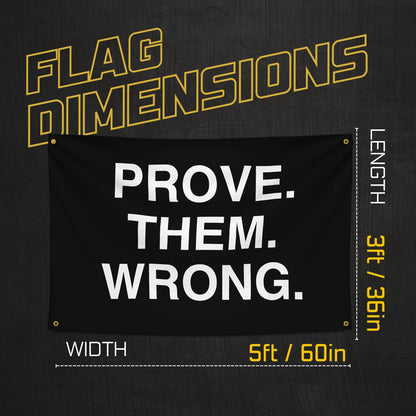 Gold Trident Flags Prove Them Wrong Motivational Gym Banner – Discipline Poster for Gym, Dorm, Home Workout Space – Cool Fitness Wall Decor – Durable Polyester, Double Stitched Flag – 3x5 Feet