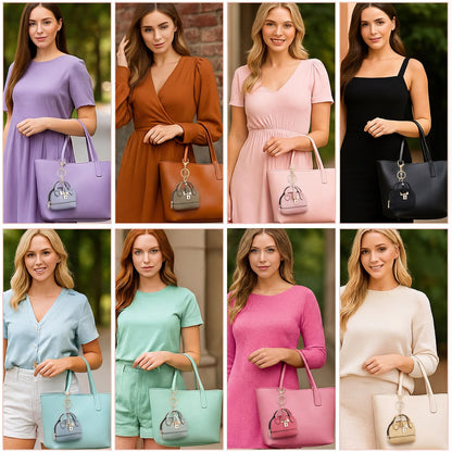 Liliaafar 8 Pcs Mini Backpack Keychain Mini Coin Purses for Women Cute PU Leather Makeup Bag with Keychain, Multi Pocket Card Holder Cable Organizer Giftable Zipper Pouch (Tradition)