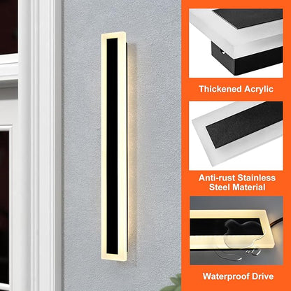 TooCust 1 Pack 40in Long Outdoor Led Wall Light, IP65 Waterproof, 50W Warm Light 3000K, Narrow Strip Light, Modern Long Wall Sconce for Garage, Wired Installation
