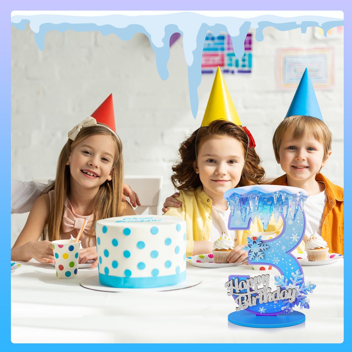 Snowflake Birthday Number Sign Centerpiece Snowflake Theme Party Decorations Winter Wooden Party Centerpieces for Table Decoration Photo Props Snowflake Birthday Decorations