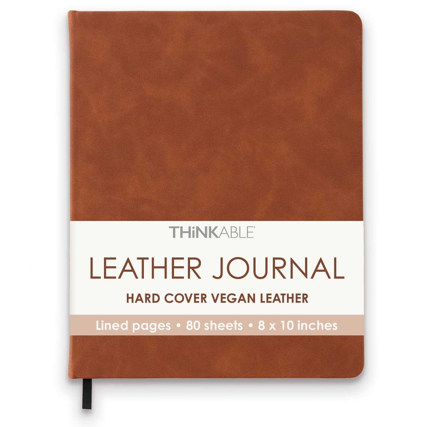 THiNKABLE Lined Journal Notebook, A4 Brown Vegan Leather Hard Cover Journal for Writing, Large 8.25x10.25 inches, Lined Notebook For Work, Work Notebook