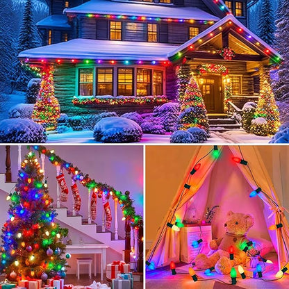 50 Feet C7 LED Christmas Lights Outdoor Multicolor Christmas Lights with 50 + 5 LED C7 Bulbs - for Holiday Xmas Decorations - Light Up House Stairs Porch Tree Yard Decor, Energy Efficient 0.6W = 7W