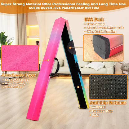 MARFULA 6 FT / 8 FT / 9 FT Folding Gymnastics Beam Foam Balance Floor Beam - Extra Firm - Suede Cover - Anti Slip Bottom with Carry Bag for Kids/Adults Home Use