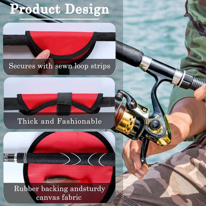 Yisinar 8-Pack 6" Fishing Lure Covers with Heavy-Duty Rod Sleeve, Lure Wraps with Velcro - Fishing Hook Covers for Spinning Rod, Freshwater/Saltwater