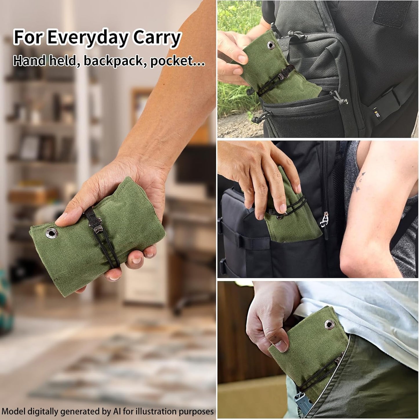 Baizoy Pocket Knife Display Bag,6 Slots with Pocket Knives, Folding Small Knife Storage Pouch, Knife Roll Bag Organizer, Knives Roll Collection Protector Bag, Tactical Outdoor for EDC Mini Knife Bags