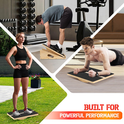 Yes4All 2-in-1 Professional Wooden Balance Boards & Slant Board, 400 lb Adjustable Incline Slant Board for Squats, Balance Boards for Adults