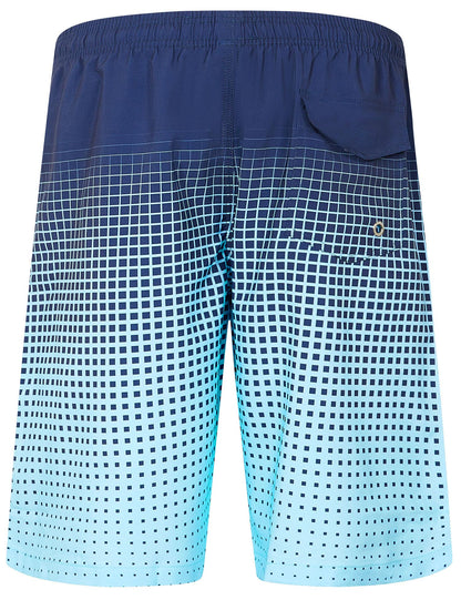 ELETOP Men's Swim Trunks Quick Dry Bathing Suit Swimming Board Shorts Mesh Lining Beach Swimwear Grid Gradient Blue M