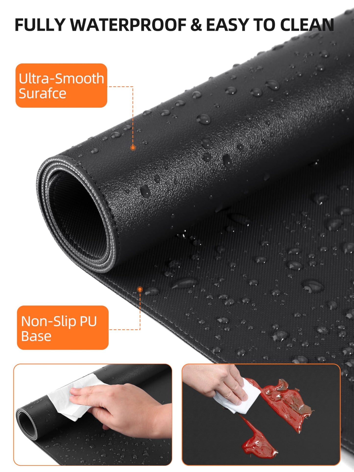 TopMade Mouse Pad with 15W Wireless Charging, XXL Large Leather Desk Mat, Waterproof Gaming Mousepad Home Office Desk Pad Protector, Computer Keyboard Pad, Mouse Mat for MacBook, PC, Laptop, Black