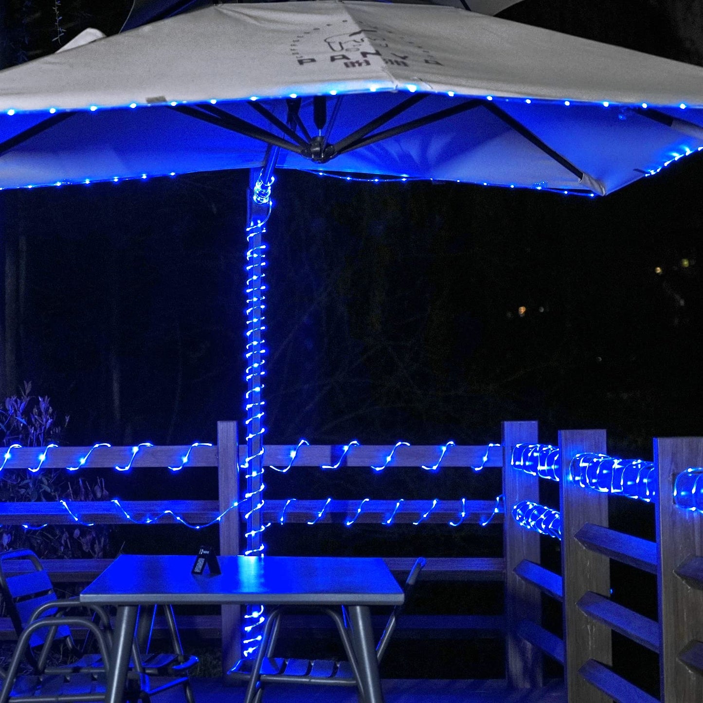 JMEXSUSS 200 LED Pool Accessories Solar Rope Lights Outdoor, 72ft IP 65 Outdoor Waterproof Solar Pool Lights with 8 Modes, Blue Solar Christmas Lights for Trampoline Fence Yard Walkway Christmas