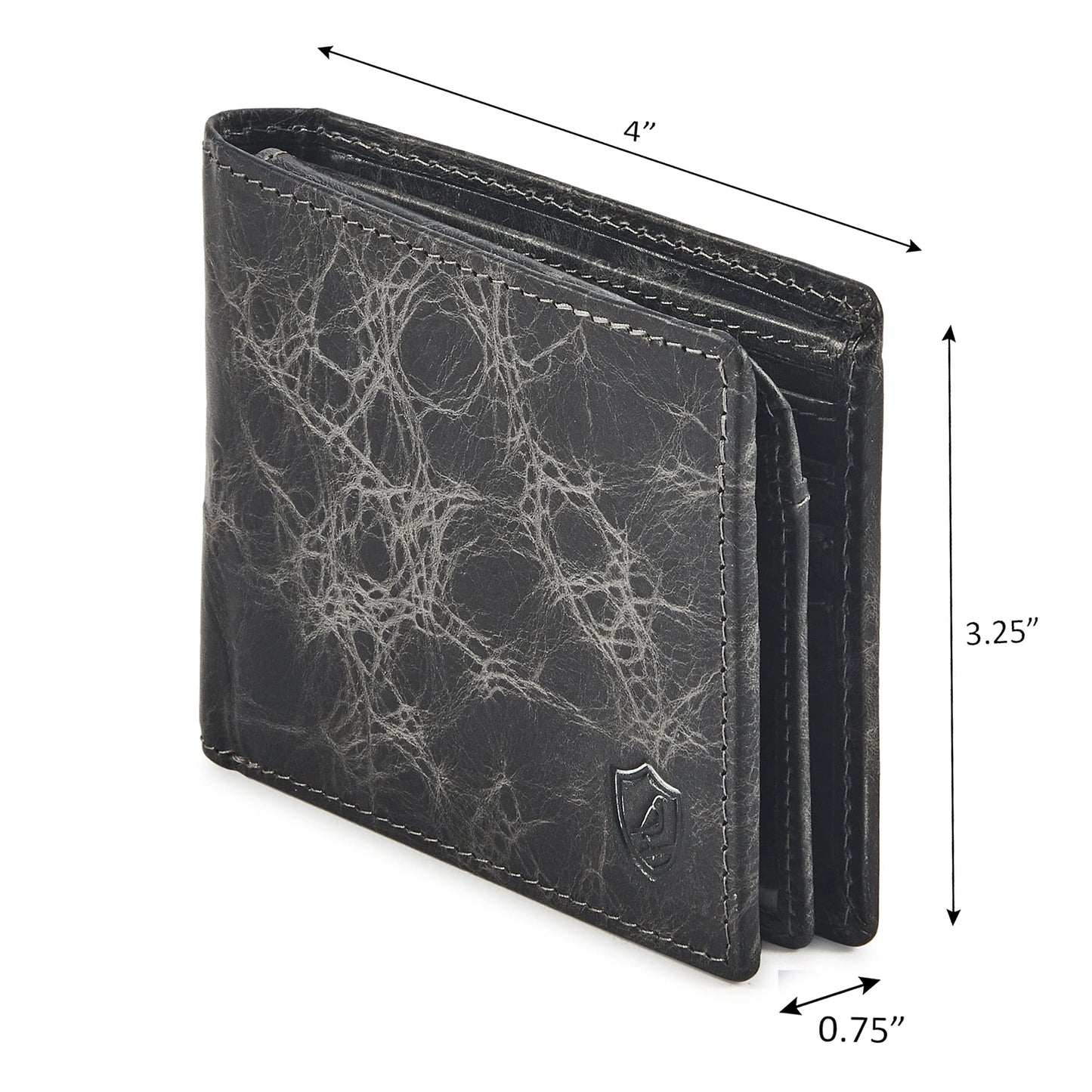 Wallet for Men Slim RFID Blocking Leather Bifold Minimalist 2 ID Windows Gift Box Carteras Para Hombres (DISTRESSED, ANTHRACITE)