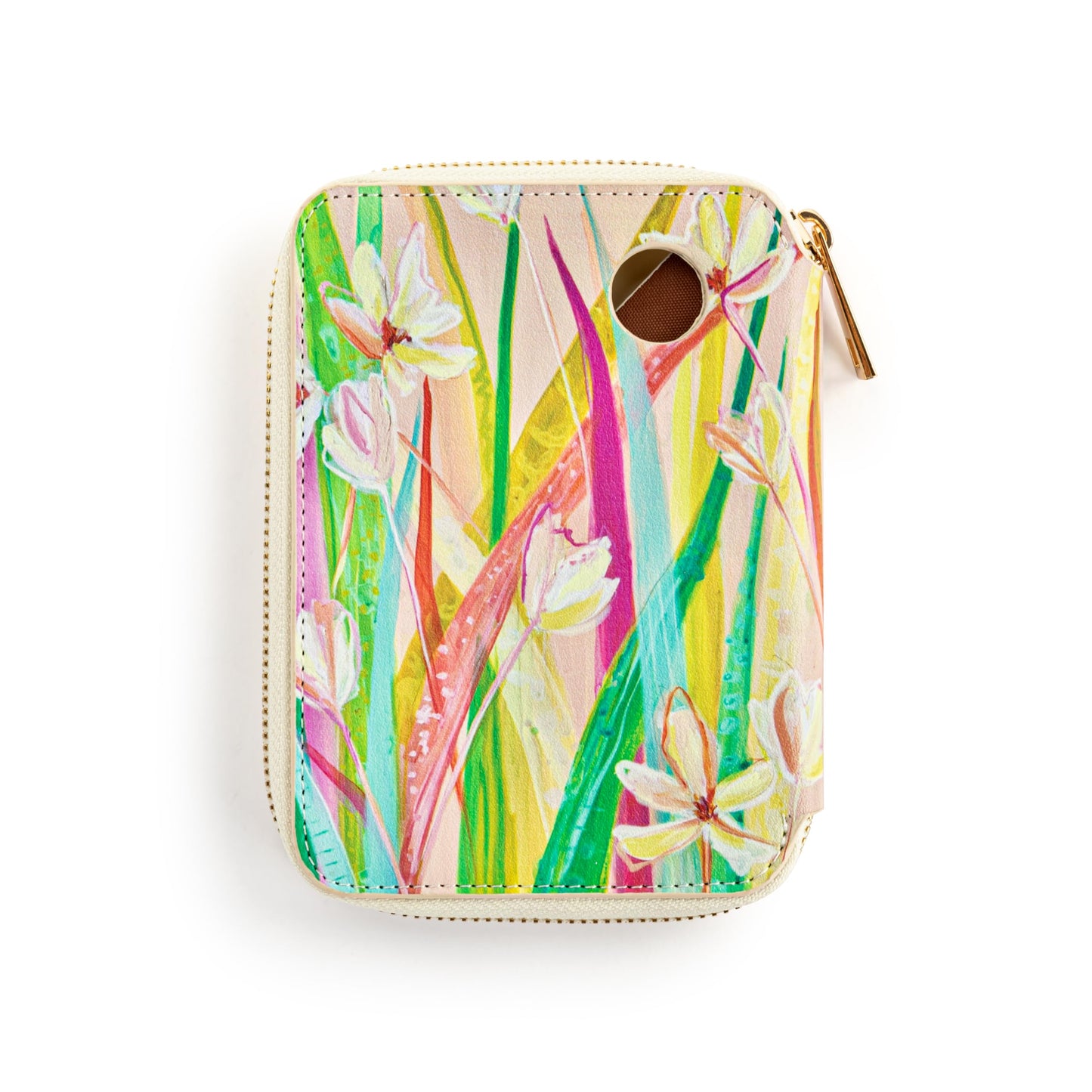 DEMDACO Passport Wallet With RFID Protection and Built In Tracker Holder 4 x 6 Inch Vegan Leather Floral Pink