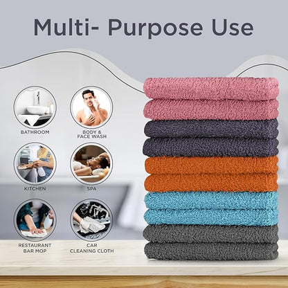 DecorRack 10 Pack 100% Cotton Wash Cloth, Luxurious Soft, 12 x 12 inch Ultra